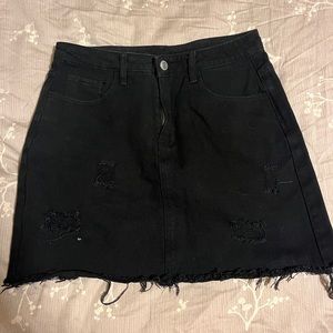 Black denim skirt